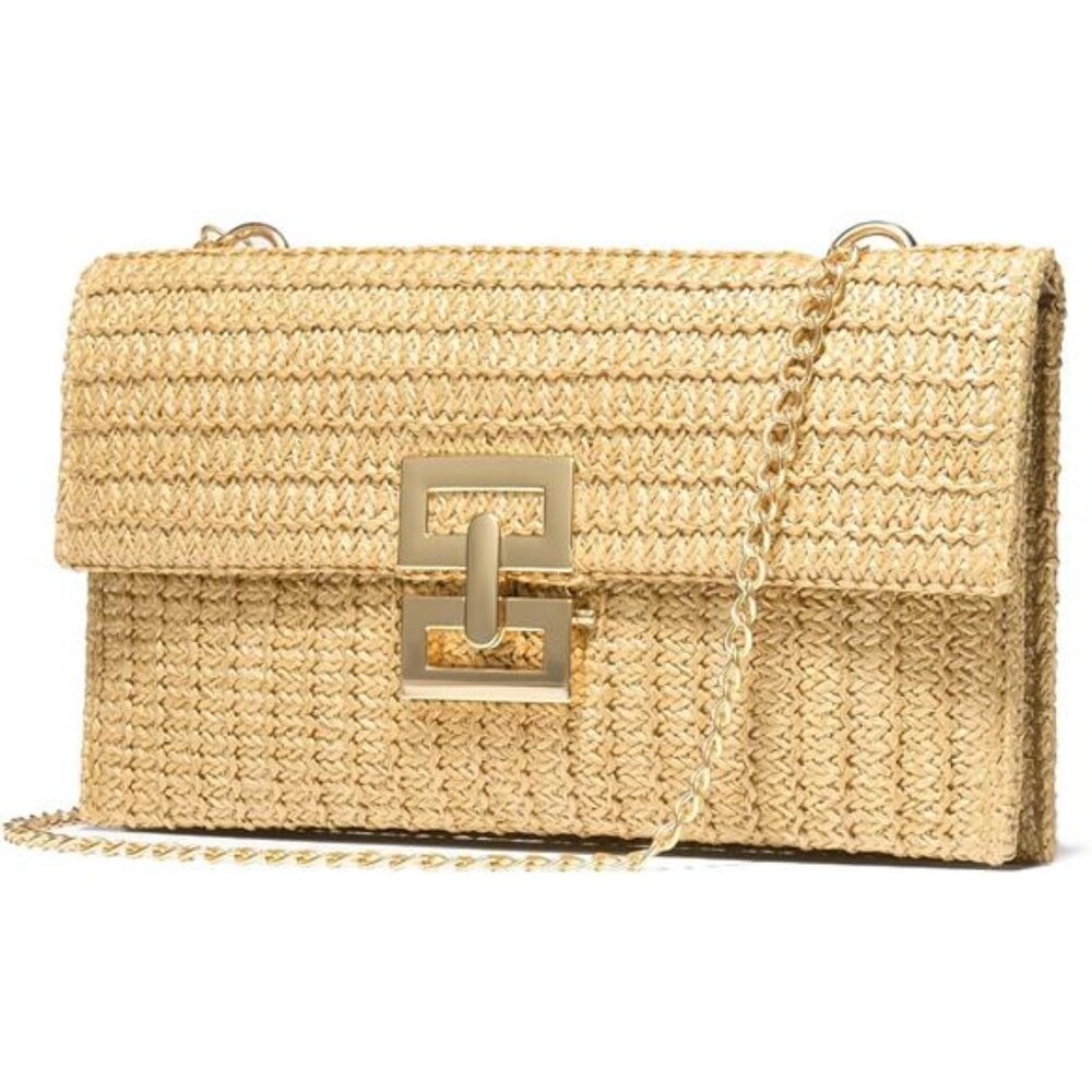 Straw Purse Woven Beach Bag Summer Straw Clutch Purse Boho Crossbody
